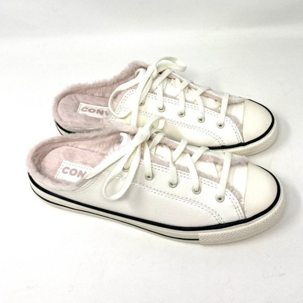 💖MEGA SALE💖Converse Womens  569547C CTAS DAINTY Mule Slip Egret Faux  Fur Sand - Picture 5 of 10